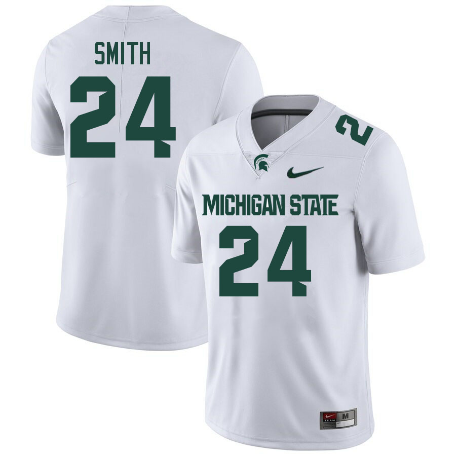 Men #24 Shawn Smith Michigan State Spartans College Football Jersesys Stitched-White